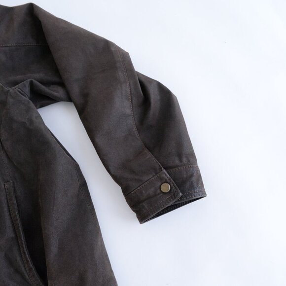 Vintage Danier Brown 100% Suede Leather Cotton Lined Zip Up Moto Jacket 2XL - Picture 5 of 15